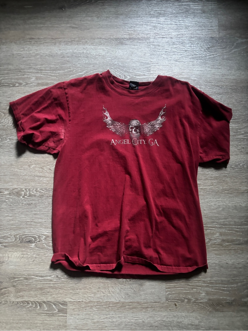 Columbia Men's Burgundy Graphic Short Sleeve Tee - Angel City GA Skull